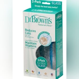 2-Pack of Dr. Brown's Natural Flow 8 oz (240ml) Glass Baby Bottles Anti-colic